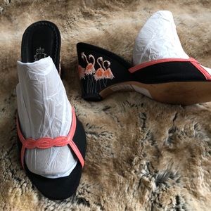 LULU GUINNESS London Leather and Linen Sandal